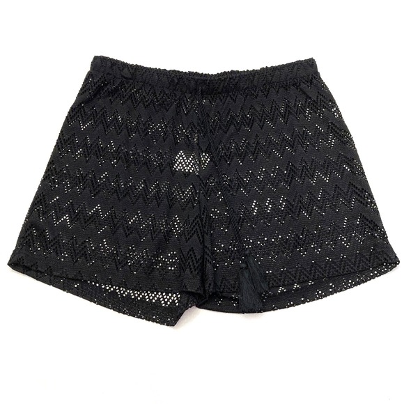 Palm Rio Other - Palm Rio Beach Coverup Shorts Black Lace 4.5" Inseam Womens Medium Chevron NEW‎